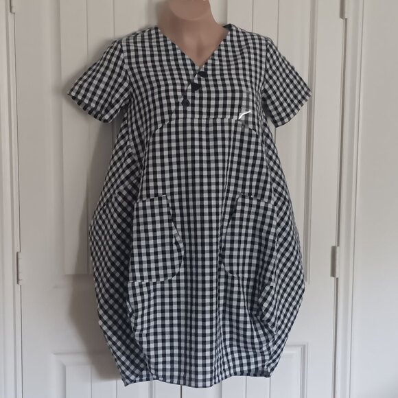 Dubgee By Whoopi Gingham Plaid Short Sleeve Dress With Pockets Size S - Picture 1 of 10